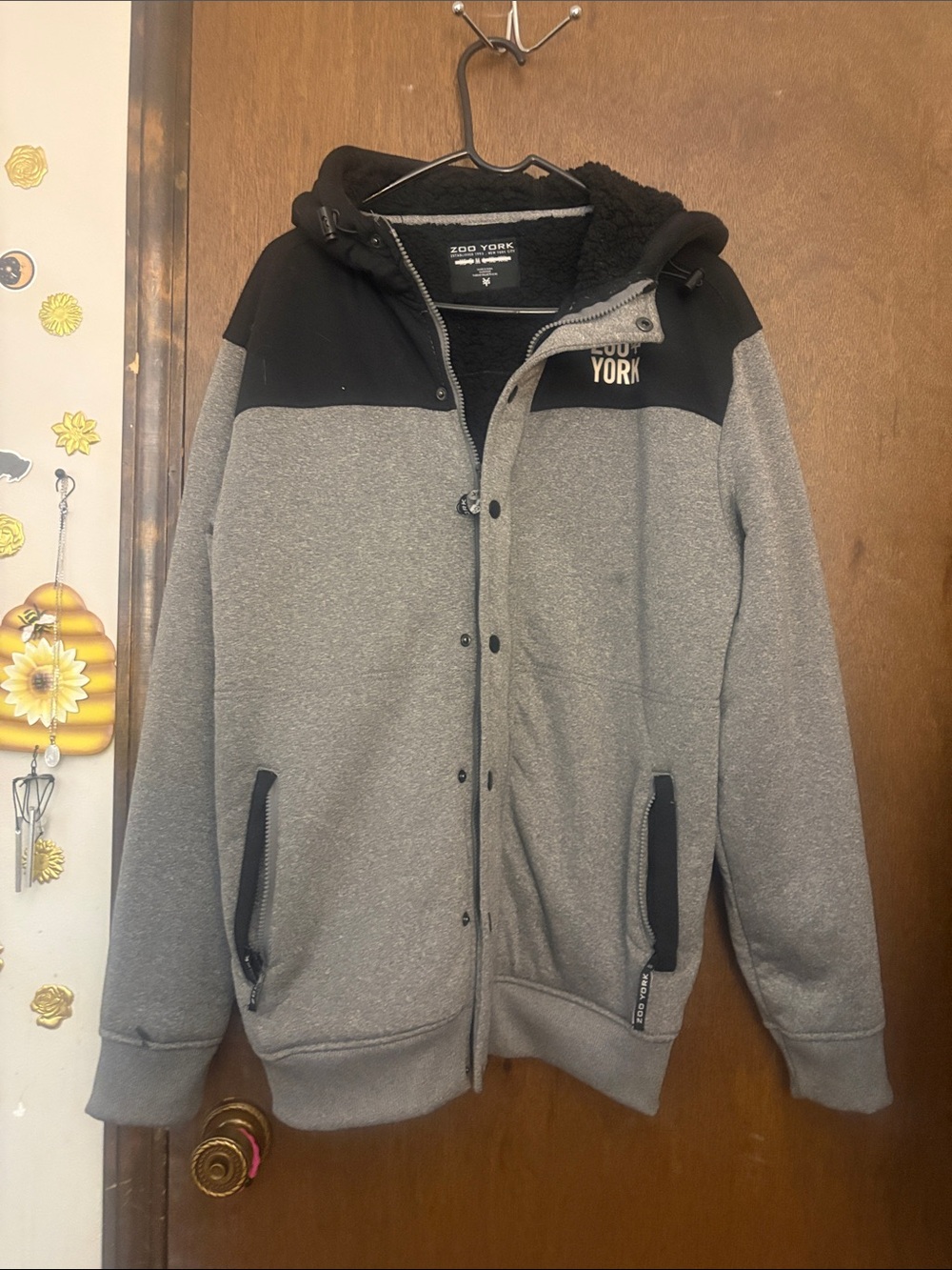 Zoo York Gray and Black Hooded Fleece Jacket